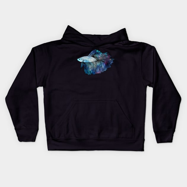 Betta Fish Galaxy Kids Hoodie by julieerindesigns